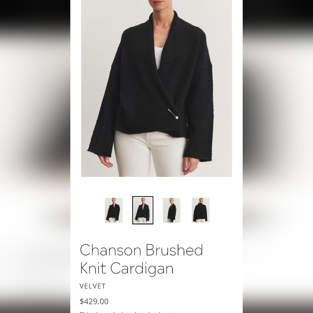 Velvet Charcoal Textured Cardigan
